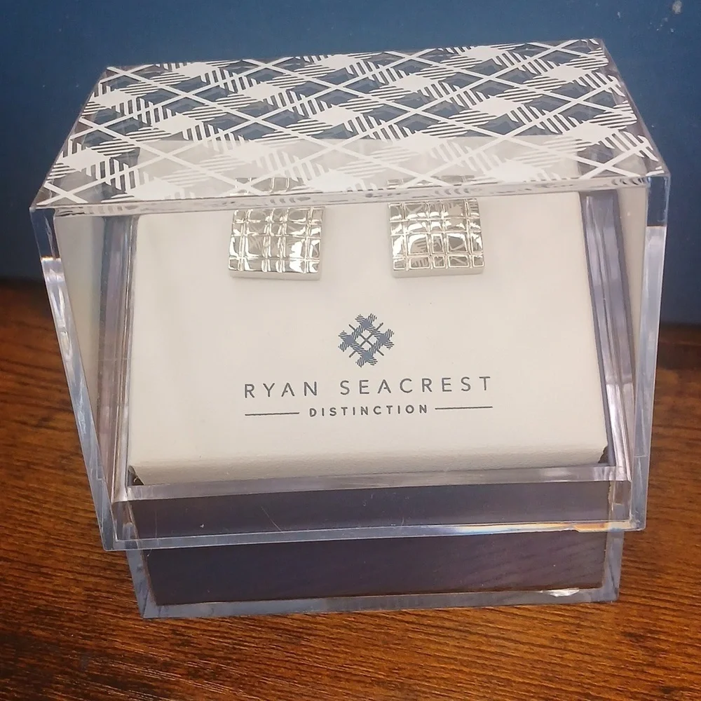 Ryan Seacrest Distinction Silver Geometric Cuff Links